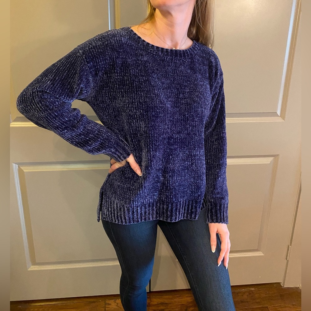 -Like New- Jones New York Navy Oversized Chenille Sweater